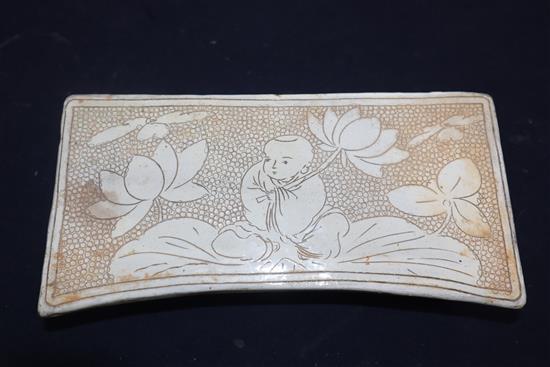 A Chinese Cizhou type pillow length 28cm
